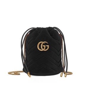 Gucci Velvet Marmont Mini Bucket Crossbody